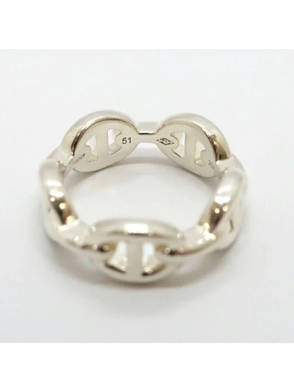 Hermes Heaven Chaine D'Ancre Enchainee Ring PM Small 51 Silver